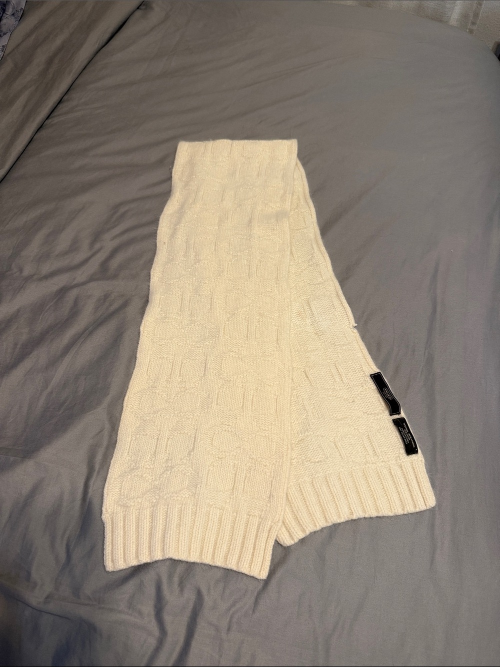 Coach Women's Cream Cable Knit long Scarf